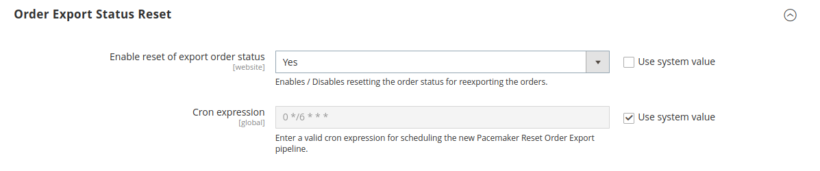 order status reset settings
