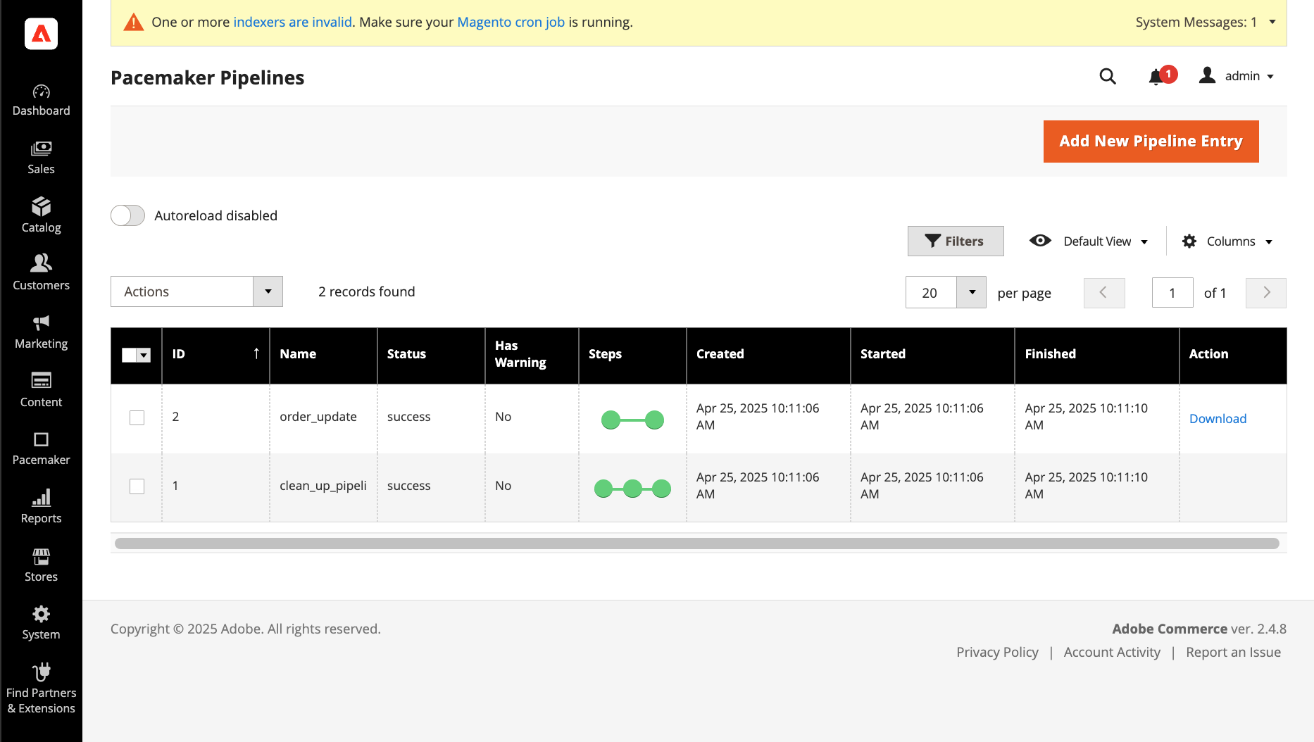 be order update pipeline