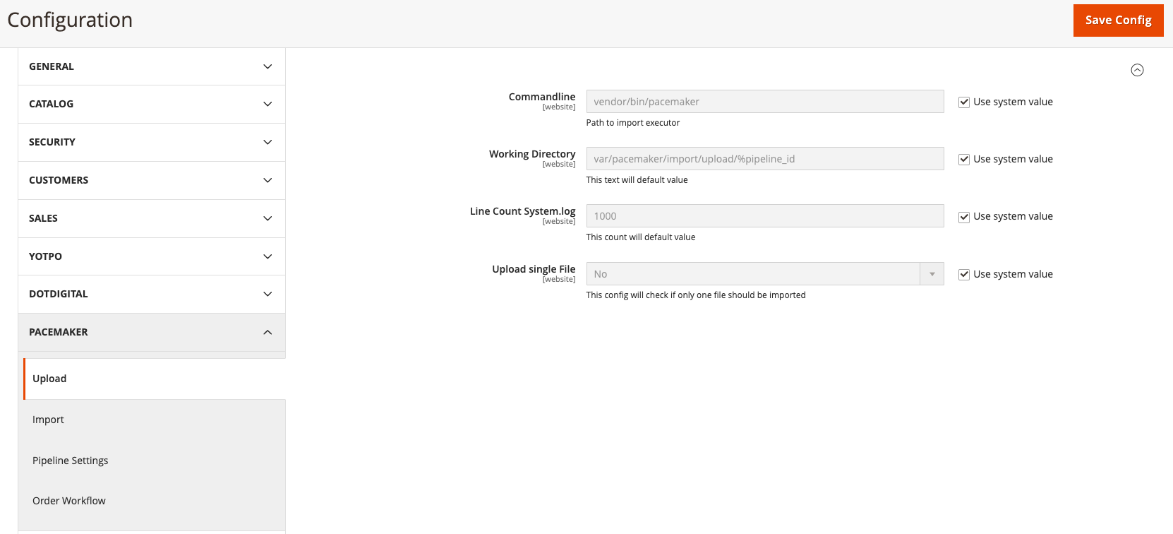 Configuration in Magento Backend